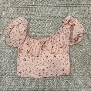Billabong Pink Floral Puff Sleeve Blouse